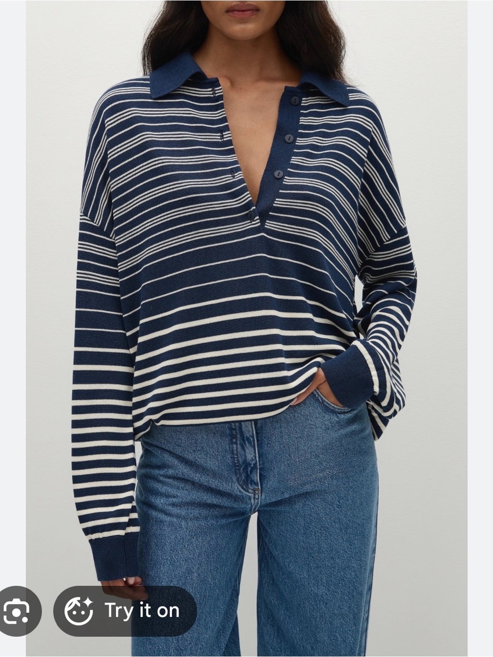 Faithful the Brand Harlow Polo Scandi Stripe Navy | size M | new with tags